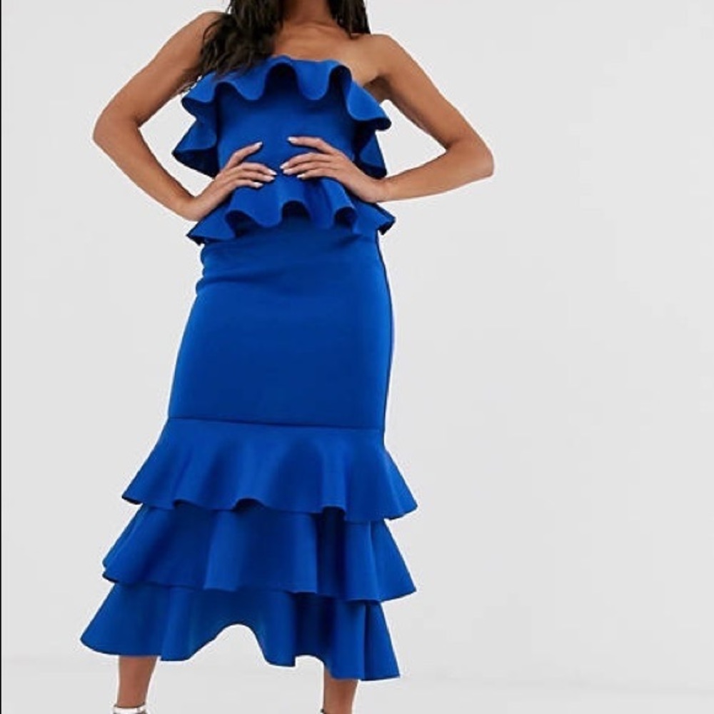 Blue scuba maxi dress.